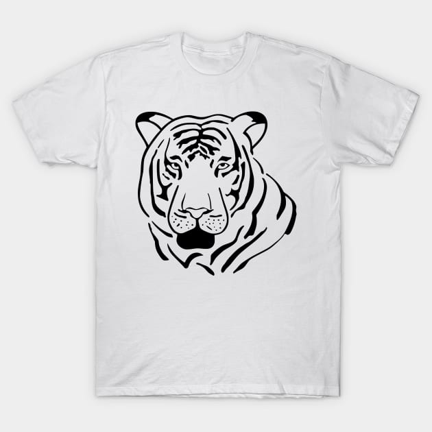 Tiger Line Art Hand Drawn T-Shirt by Mako Design 